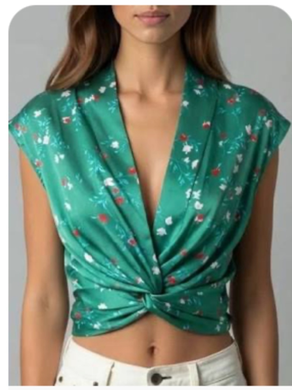 Atoir Green Floral Satin Wrap Top - BNWT - size XS